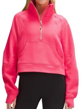 lululemon scuba oversize sweatshirt funnel neck, half zip color glaze pink